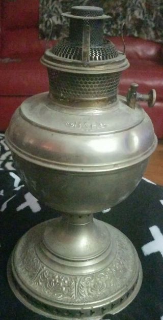 Antique Vintage Oil Brass B&h Table Lamp 1800 