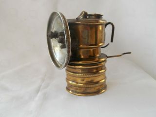 Antique Brass Miners Cap Lamp By Premier Lamp Ltd.  - 4 1/4 " High C.  1900 