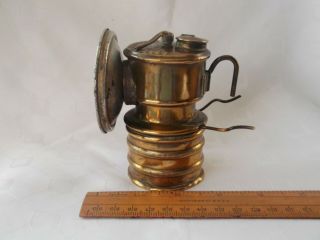 ANTIQUE BRASS MINERS CAP LAMP BY PREMIER LAMP LTD.  - 4 1/4 