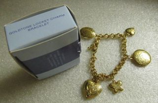 Avon Goldtone 3 Locket Charm Bracelet 2003