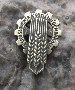 Antique Czech Social Democratic Csd Workers Party Political Wheat Logo Pin Badge