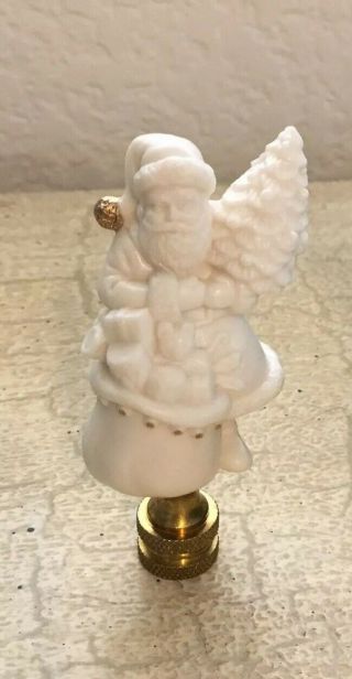 Lenox Christmas Santa W/ Tree Lamp Finial,  Porcelain Ivory Color Topper
