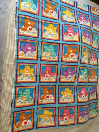 (2) 2003 Care Bears Fabric Panels Cranston Print V.  I.  P.  Baby Quilt Blanket