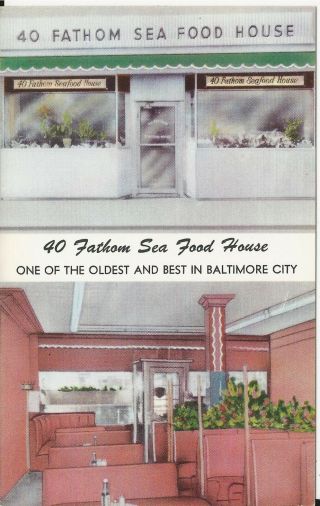 Old Baltimore Md 40 Fathom Sea Food House 10 N Liberty St Mu - 5 - 9760 Double View