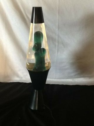 Vtg LAVA Black Base Lava Lamp Clear / Green USA Made 2