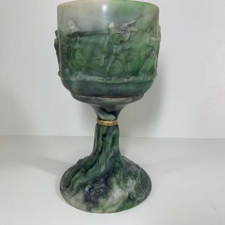 Rare Vintage Incolay Stone Hand Carved Crafted Goblet