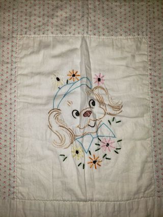 Vintage/Antique BABY CHILD QUILT Hand Embroidered Animal Blocks SO CUTE 2