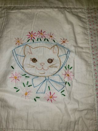 Vintage/Antique BABY CHILD QUILT Hand Embroidered Animal Blocks SO CUTE 3