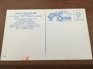 1940 ' S Rudy ' s Farm Kitchen Rt US 1 Hampton N.  H Hampshire Postcard 2