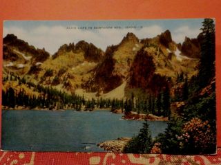 Idaho,  Blaine County Alice Lake/ Sawtooth Mtns.  1930 - 45 Unus Postcard