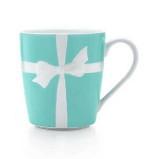 Tiffany & Co Bow Cup Mug Blue White Embossed Ribbon Bone Japan
