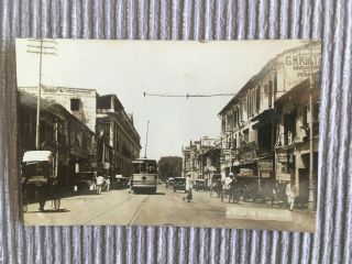 Rppc Singapore 1930 High Street With Tram And G.  H.  Kiatt House Malaya