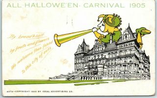 Albany,  York Advertising Postcard All Halloween Carnival 1905 W/ Cancel