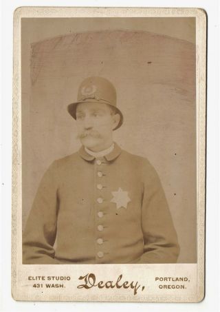 Cab Photo Policeman Police Officer Badge Uniform Portland Oregon Dealey 1890s