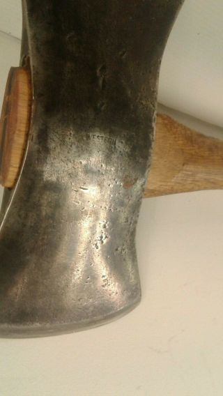 Vintage/Restored Western Logger double face/sided/bit axe Hickory handle 3