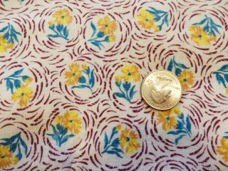 Vintage Cotton Feedsack Fabric Floral Yellow Purple Violet Flowers 37 X 25