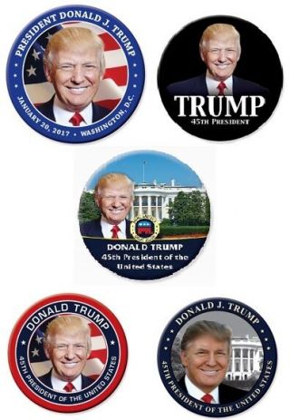 Donald Trump 45th President Election & Inauguration Button Set Of 5