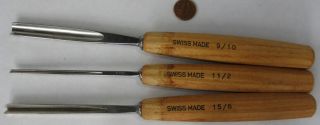 3 Pfeil Relief Carving Chisels Swiss Made 11/2 Viener 9/10 Gouge 15/6 V Tool