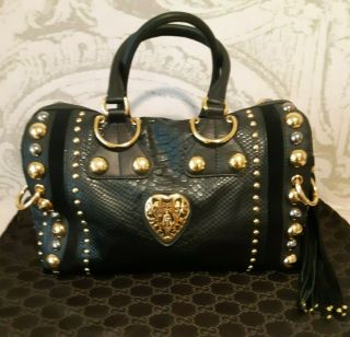 Gucci Boston Babouska Studded Large Black Leather Shoulder Bag Code:208701000