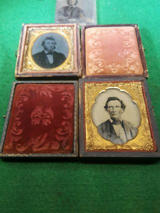 Antique Daguerreotype Family of 4 Photos 3 with Case - 1850s 1/4 Plate 4
