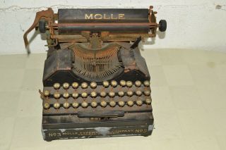 Rare Antique Molle No.  3 Typewriter From Oshkosh Wi For Parts/restoration