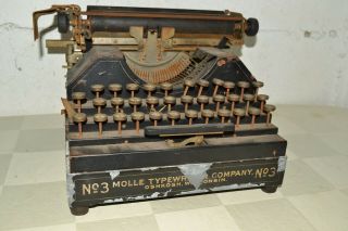 RARE Antique MOLLE No.  3 TYPEWRITER From Oshkosh WI For PARTS/RESTORATION 2