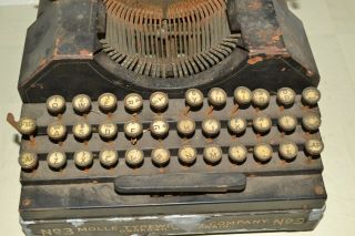 RARE Antique MOLLE No.  3 TYPEWRITER From Oshkosh WI For PARTS/RESTORATION 3