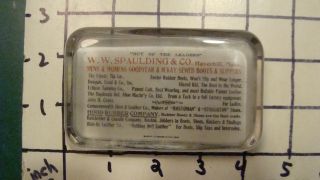 Vintage Glass Paperweight W W W Spaulding & Co Ad Inside Boots