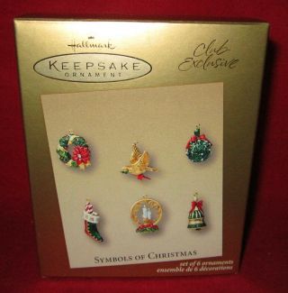 2003 Hallmark Miniature Diecast Metal Ornament Set Symbols Of Christmas