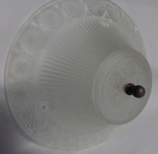 Vintage Art Deco Ceiling Frosted Fluted Glass Shade Pressed Glass Pinwheels