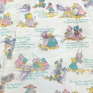 Vintage Handmade Child Baby Crib Quilt Sun Bonnet Sue Holly Hobbie Purple 44x40