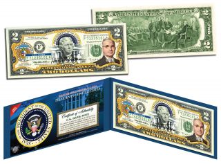 Harry S Truman 33rd U.  S.  President Colorized $2 Bill Us Legal Tender