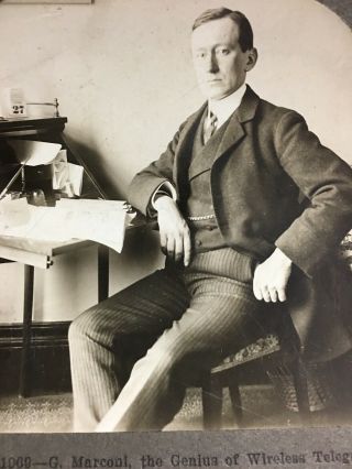 Inventor Stereoview Marconi Genius Of Wireless Telegraphy Antique Keystone Photo