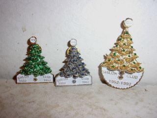 Lions Club Pins - Shiloh Club 40th 1952 - 1992 Christmas Tree Pins - Group Of 3