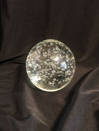 Vintage Clear Art Glass Paperweight Controlled Bubble 3” Diameter round sphere 2