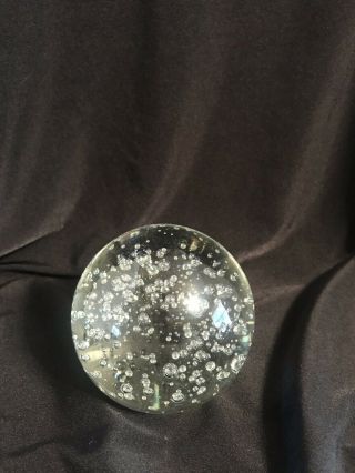 Vintage Clear Art Glass Paperweight Controlled Bubble 3” Diameter round sphere 4