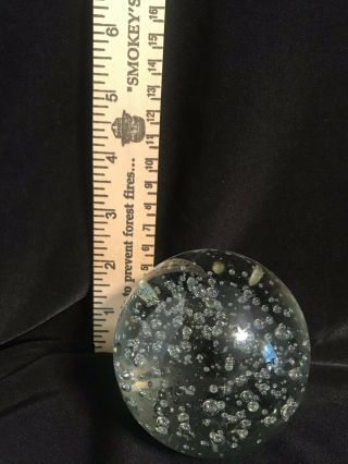 Vintage Clear Art Glass Paperweight Controlled Bubble 3” Diameter round sphere 5