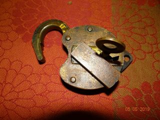 C1879 W.  Bohannan Brooklyn Ny Brass Heart Padlock 113; With Brass Barrel Key