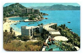 Vintage Postcard Panoramica De Las Playas Caleta Y Caletilla Acapulco Mexico I15