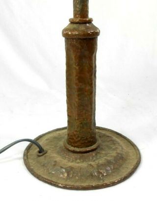 RARE Vintage Hand Hammered Metal Table Lamp Hand Crafted Arts & Crafts 3