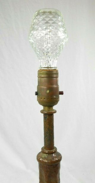 RARE Vintage Hand Hammered Metal Table Lamp Hand Crafted Arts & Crafts 4