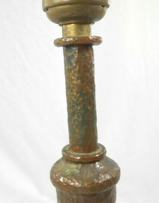 RARE Vintage Hand Hammered Metal Table Lamp Hand Crafted Arts & Crafts 7
