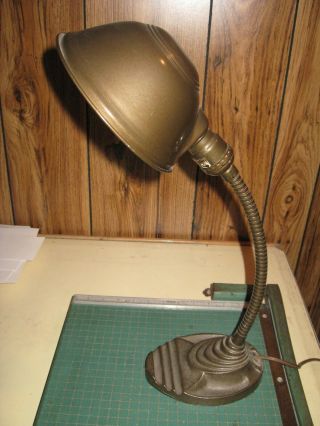 Vintage " Eagle " Art Deco Style Gooseneck Desk Lamp - Bronze Tone -
