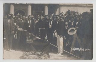 Postcard - Malta " Sette Giugno " 7th June 1919 Riots,  Crowd With Flag,  Real Photo