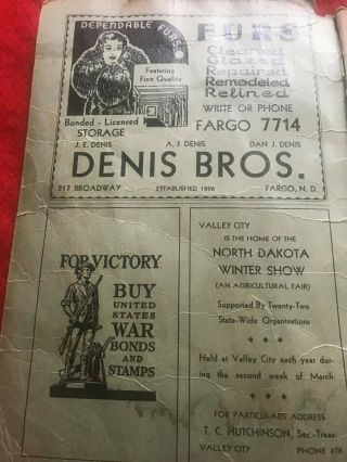 1945 Vintage Valley City North Dakota Northwestern Bell Telephone Book 2
