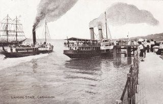 Carnarvon - Paddle Steamers At Landing Stage By Dennis 1910