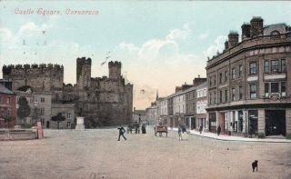 Carnarvon - Castle Square,  People,  Horse & Cart By Williams 1911