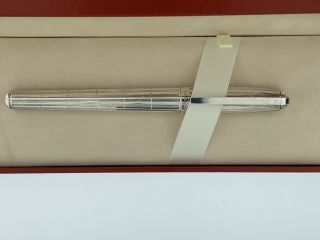 S.  T.  Dupont Silver Roller Ball Ink Pen W/ Box And Papers