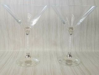 Swarovski Martini Cocktail Glasses With Swarovski Crystal Filled Stem