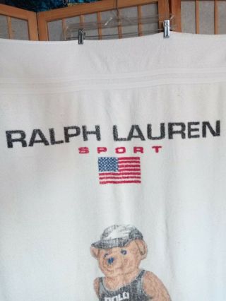 Vintage 90s RARE Ralph Lauren Polo Bear Sport Beach Towel Runner Jogger 65x36 2